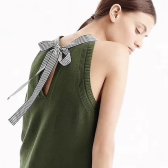 J. Crew Sleeveless Sweater Tank with Grosgrain Trim - Picture 3 of 9